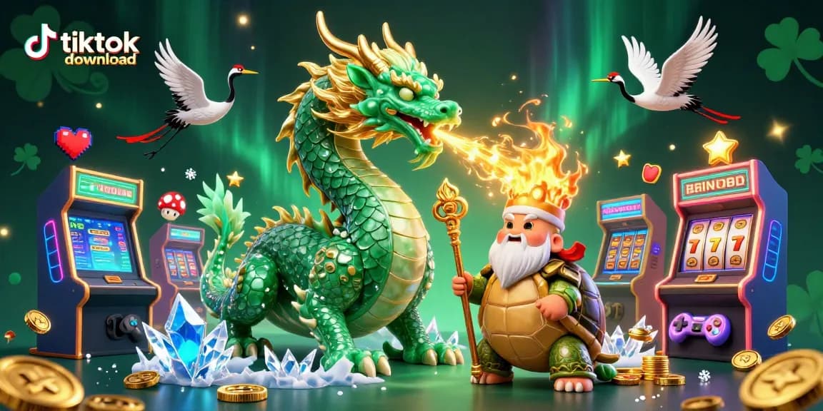 Engage with tiktok download for premium HD videos, featuring a vibrant 3D casino scene.