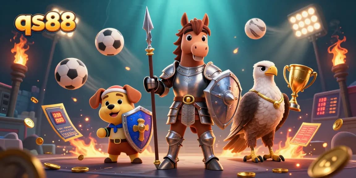 Experience thrilling gameplay at qs88 with dynamic sports and gaming elements in a vibrant casino-themed illustration.