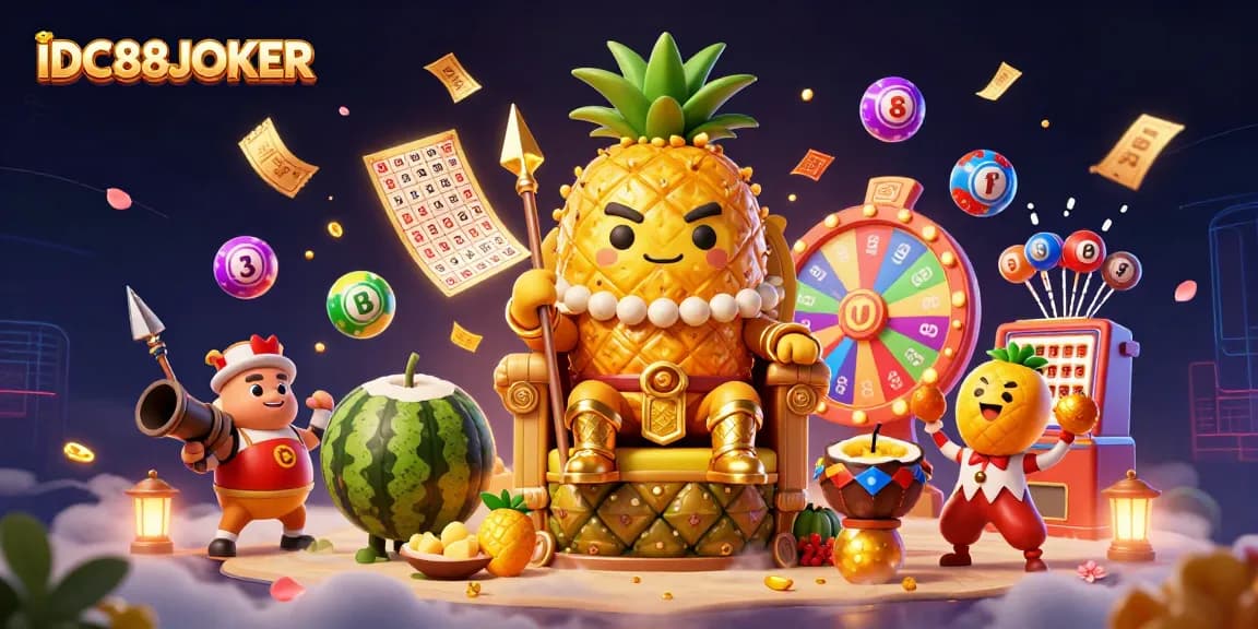 Experience the thrill of IDC88JOKER with a vibrant casino scene featuring exciting game elements and characters.