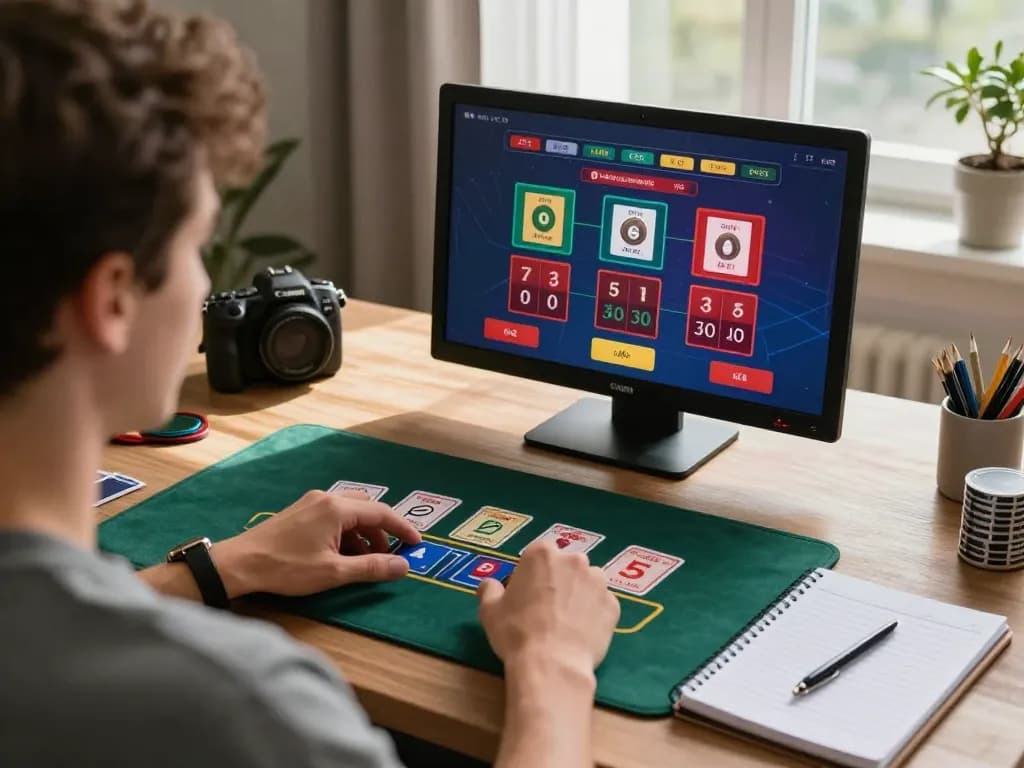 Playing live dealer blackjack on mobile with XX88 app in a stylish home office.