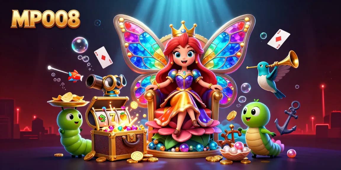 Experience the vibrant MPO08 gameplay with butterfly queen and captivating casino elements!