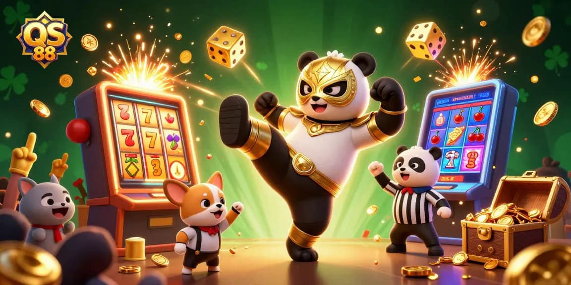 Experience the thrill of QS 88 with charming cartoon elements and vibrant casino action.