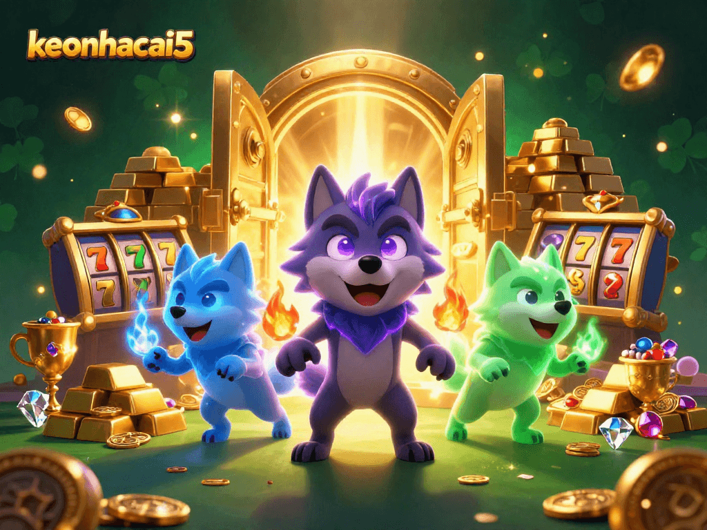 Experience thrilling gameplay at keonhacai5 with a captivating treasure hunt illustration.