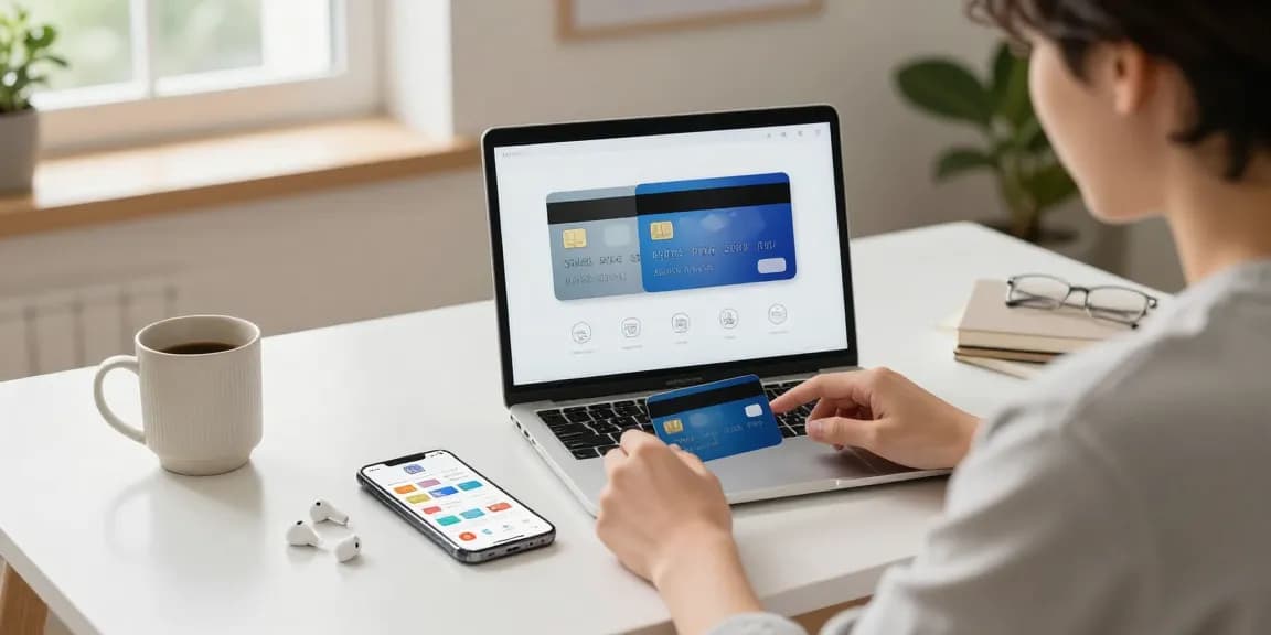 Purchasing virtual prepaid cards on ezzocard.com in a stylish home office environment.