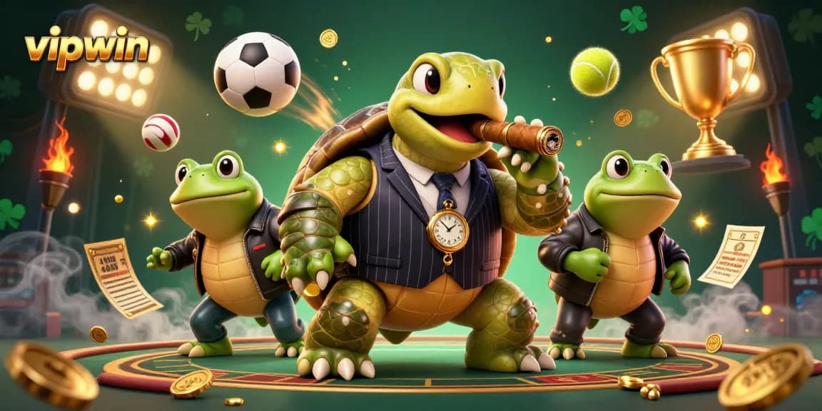 Experience exciting gaming action with VIPWIN's vibrant casino scene featuring engaging characters and elements.