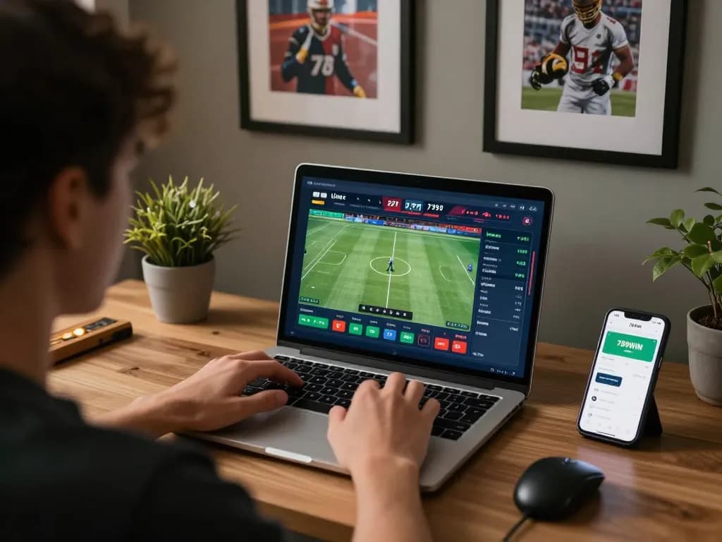 Engaging online sports betting scene showcasing 789WIN app and live game interface.