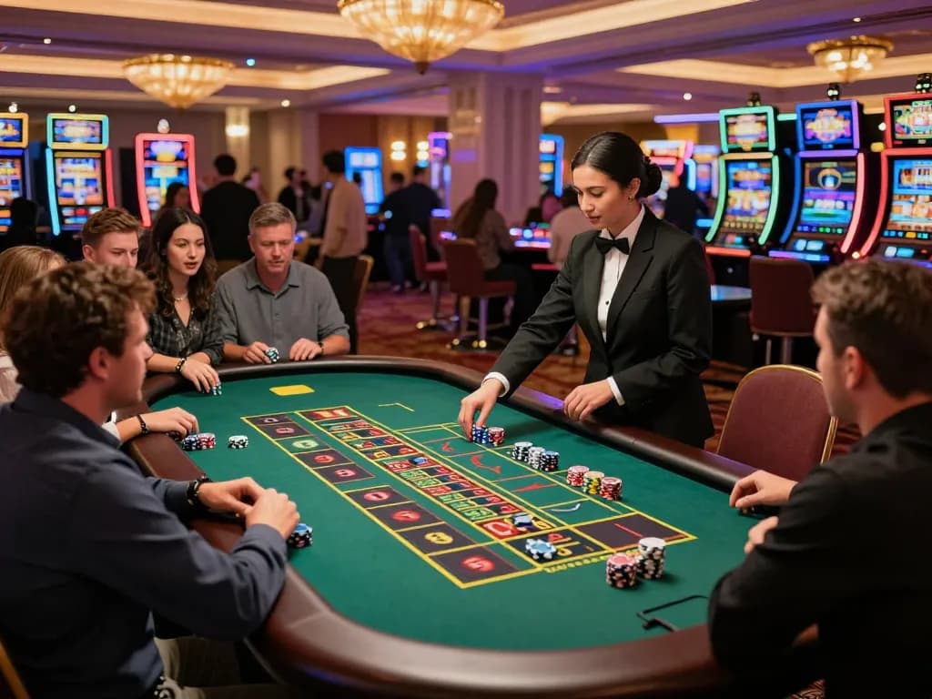 Engaged players placing bets at a roulette table during a lively casino game, showcasing LGO GOAL strategy.