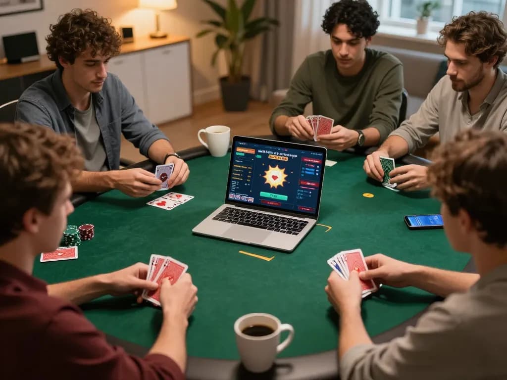Experience xx88 online poker gaming with friends in a cozy home setting.