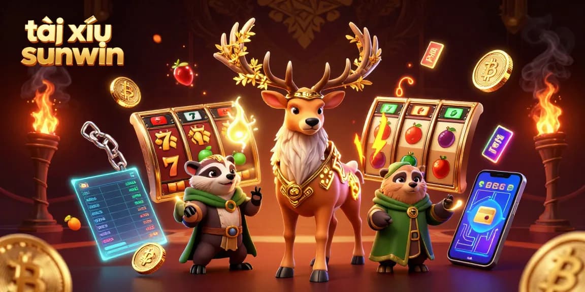 Engage in tài xỉu sunwin with vibrant 3D characters and lively gaming elements and cryptocurrency.