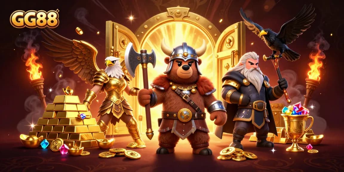 Engage in thrilling gameplay at GG88, featuring vibrant 3D characters and dazzling treasures.