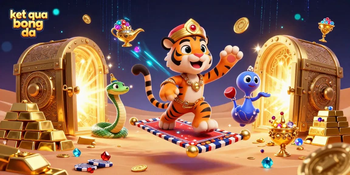 Witness the excitement of ket qua bong da with a vibrant 3D illustration showcasing a thrilling atmosphere filled with rich treasures.