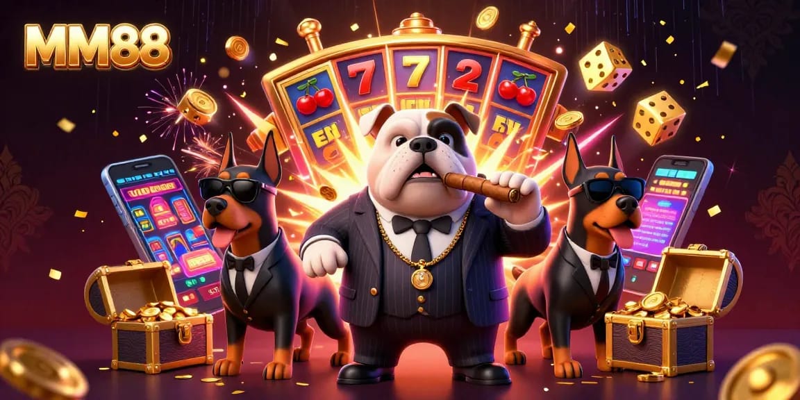 MM88 brings excitement to life with a colorful casino scene featuring unique characters and dynamic elements.