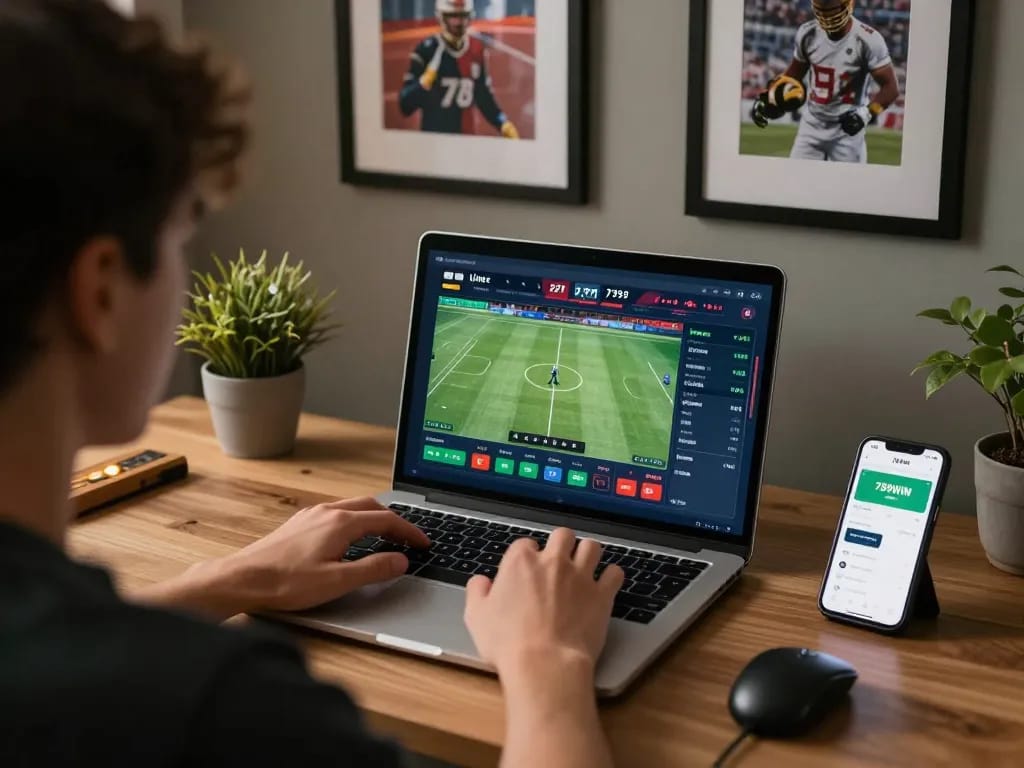 Engaging online sports betting scene showcasing 789WIN app and live game interface.