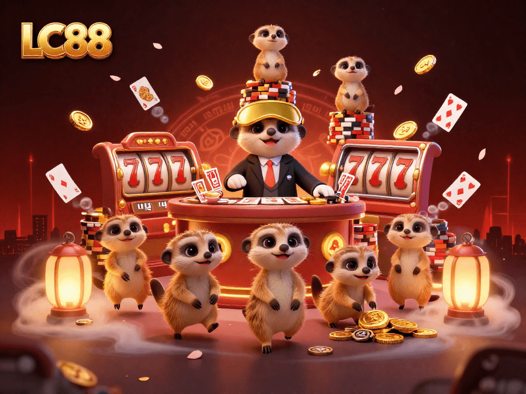 LC88 meerkat casino scene with elaborate animations and vibrant elements brings excitement to online gaming.