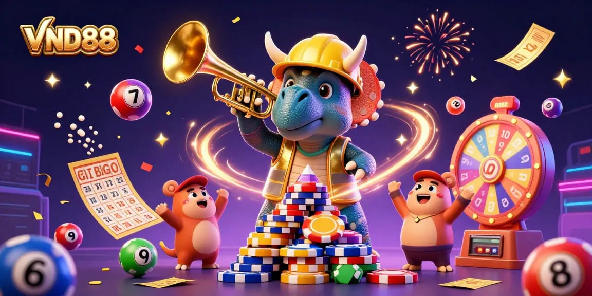 Engage with VND88 at the vibrant, festive gambling scene full of lottery and poker excitement.