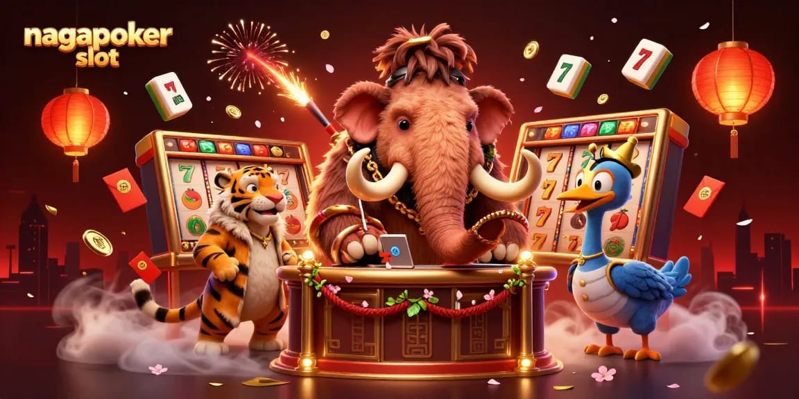 Experience the excitement with nagapoker slot action in a vibrant, animated casino scene.
