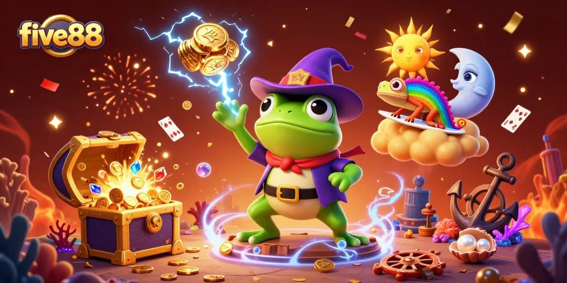 Experience thrilling wins at five88 with an electrifying 3D casino adventure illustration.
