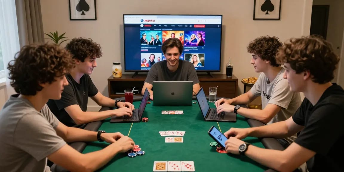 Exciting online poker gaming session showcasing Alternatif Link Nagapoker with friends celebrating a win.