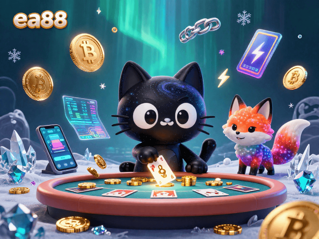 Experience exciting gaming at ea88 with a captivating cosmic casino scene full of vibrant characters and elements.