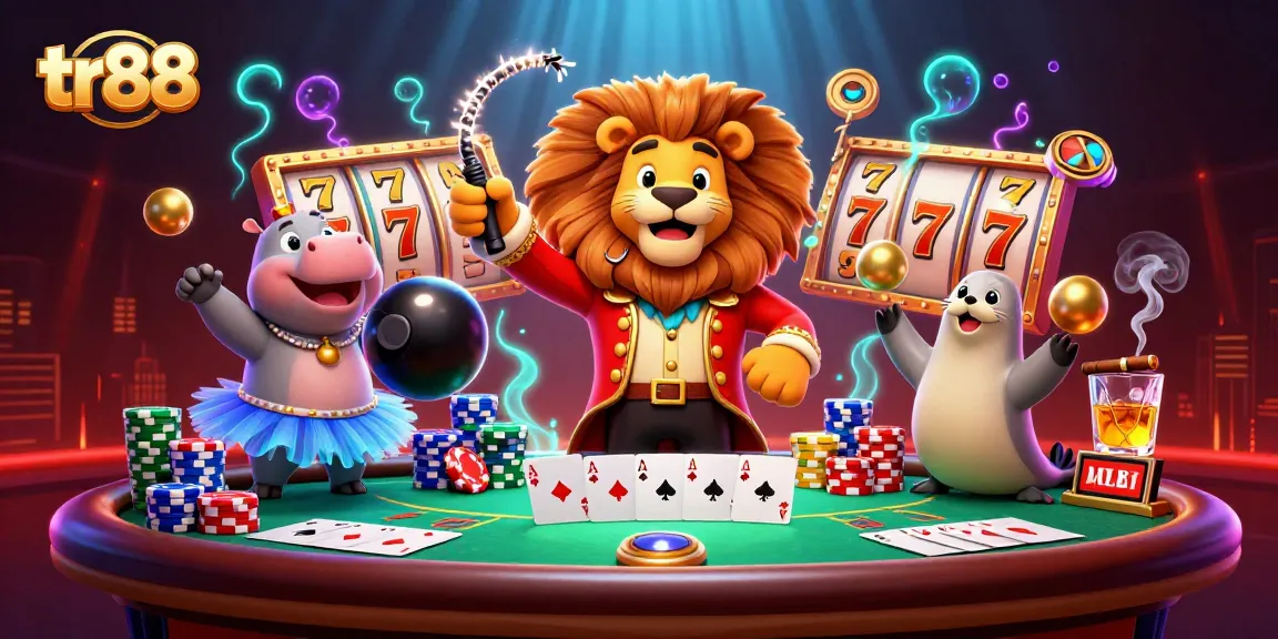 Experience thrilling slots with tr88 in this vibrant casino illustration showcasing exciting game elements.