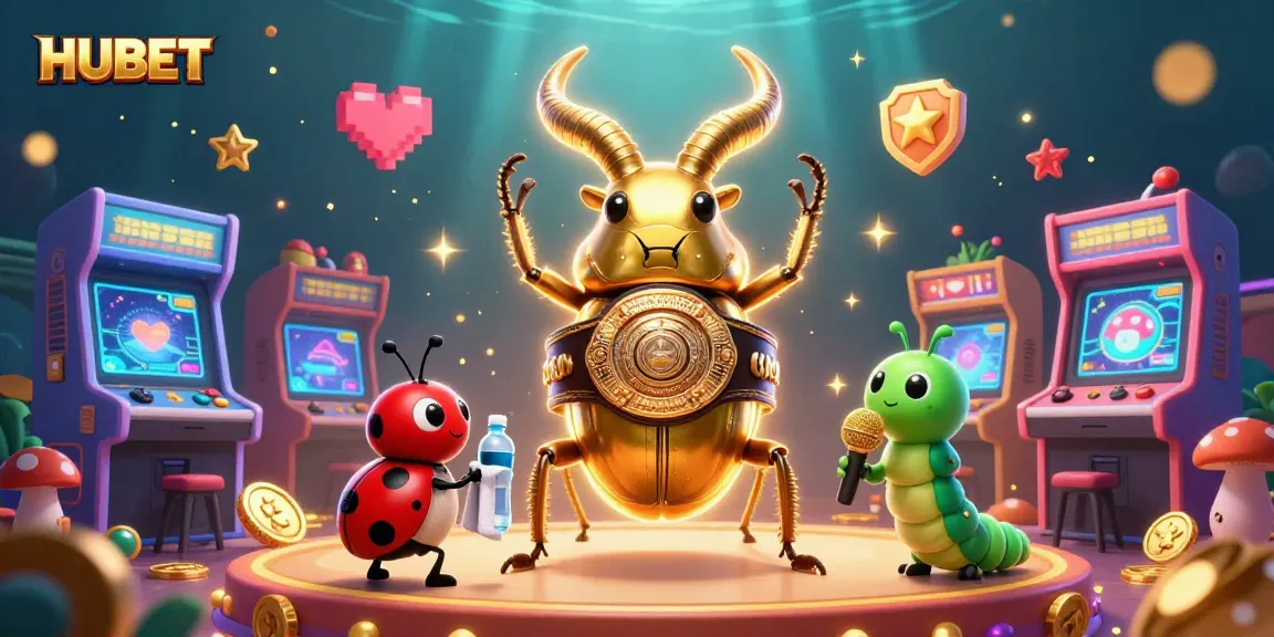 Engage in thrilling gaming adventures with HUBET's unique characters in a vibrant casino scene.