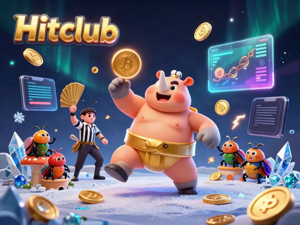 Experience the thrill of Hitclub with the rhinoceros beetle sumo champion amidst an exciting gambling scene.