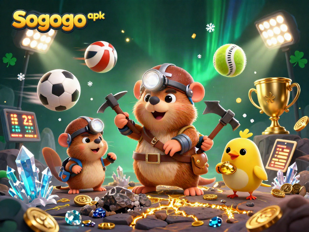 Win big with Sogogo apk on a thrilling sports betting adventure in this vibrant illustration