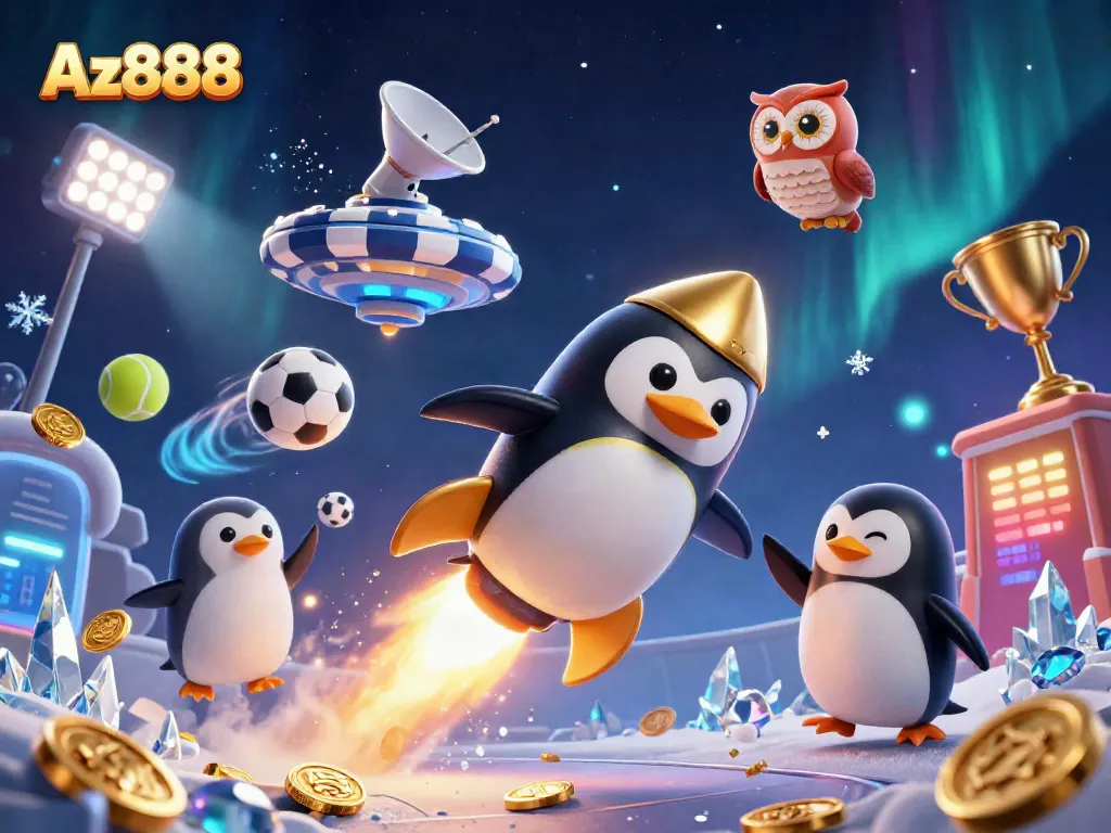 Experience thrilling betting action with Az888 in a vibrant casino-themed 3D illustration.