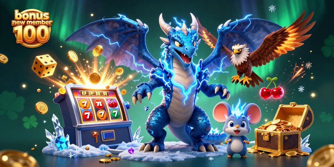 Experience the thrill with bonus new member 100 as vibrant casino elements burst with excitement!
