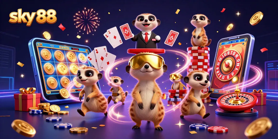 Experience the excitement of sky 88 with lively meerkats at a vibrant casino