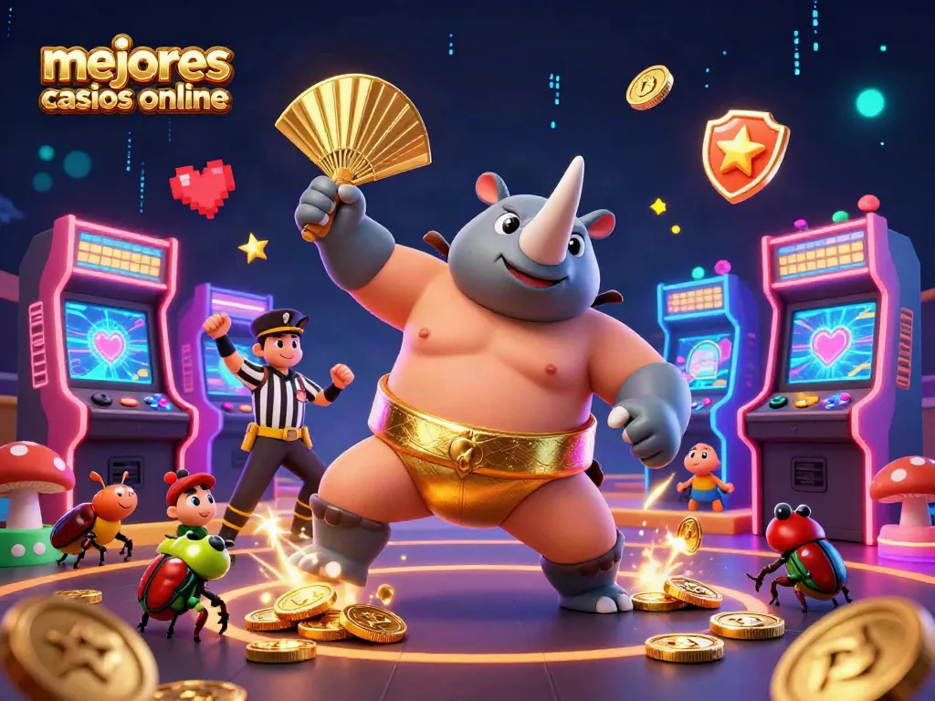 Disfruta de los mejores casinos online con esta ilustración vibrante que captura la emoción de los juegos.