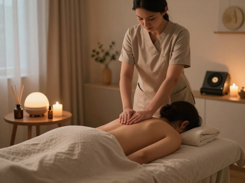 Enjoy relaxing 출장안마 in a serene home setting with a professional therapist, soft lighting, and aromatic oils.
