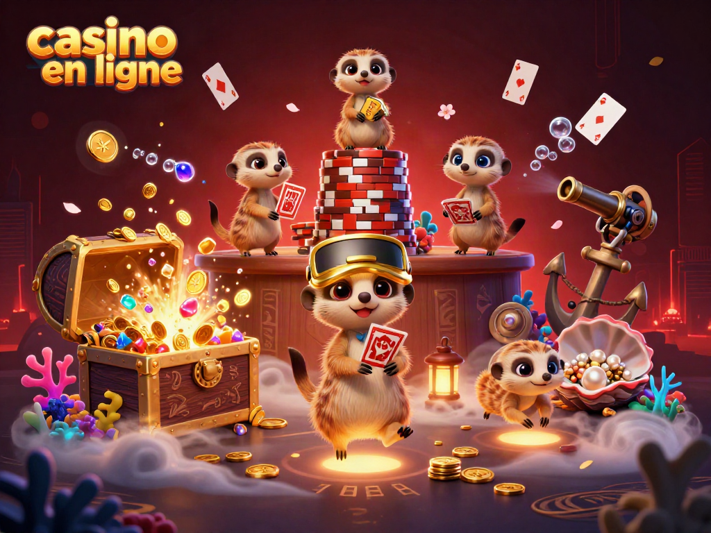 Casino en ligne : des suricates dirigent un casino dynamique avec des jeux et des trésors sous-marins.