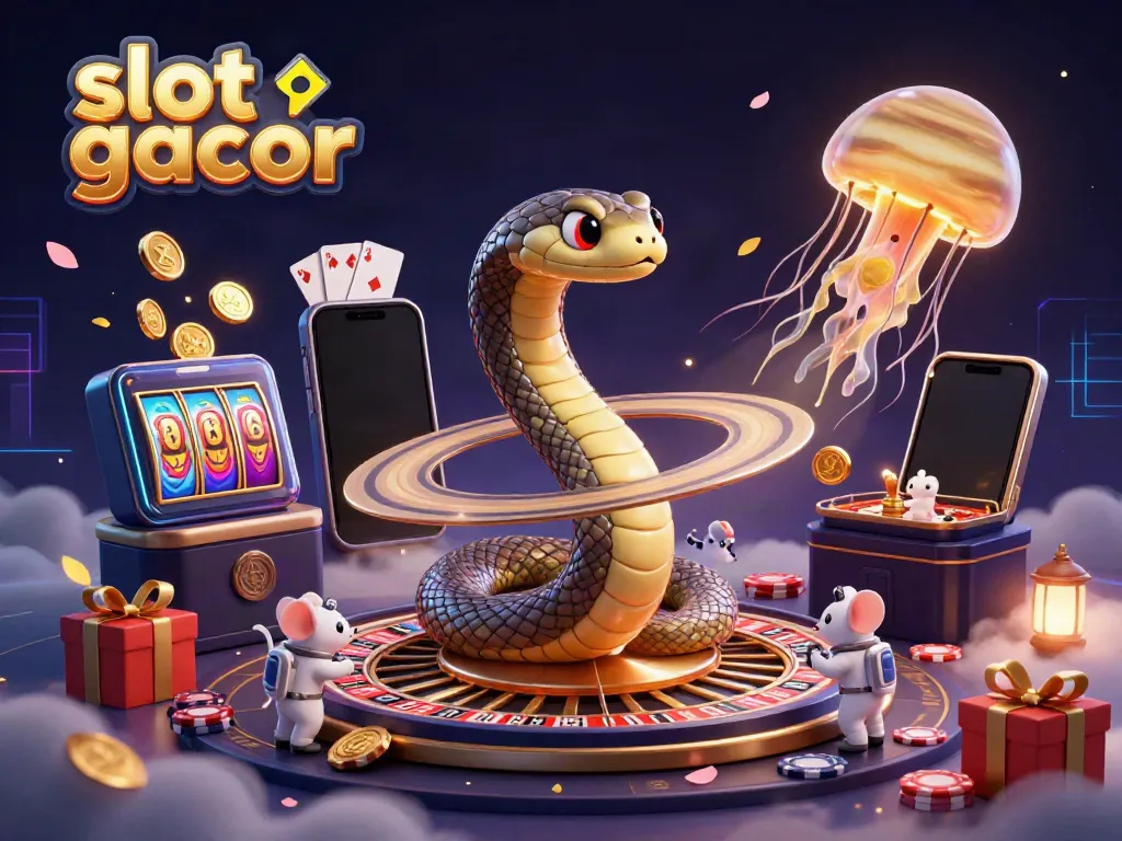 Engage with thrilling slot gacor games through a cosmic illustration featuring astronaut mice betting.