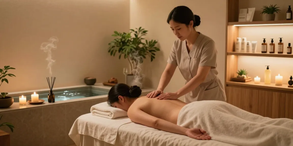Relaxing 동탄출장마사지 session in a tranquil spa setting with calming lights and wellness elements for rejuvenation.