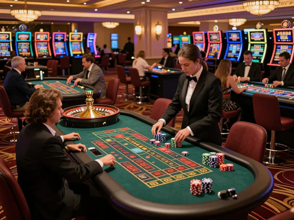 Experience the excitement of GG88 at a vibrant casino with players betting at roulette tables.