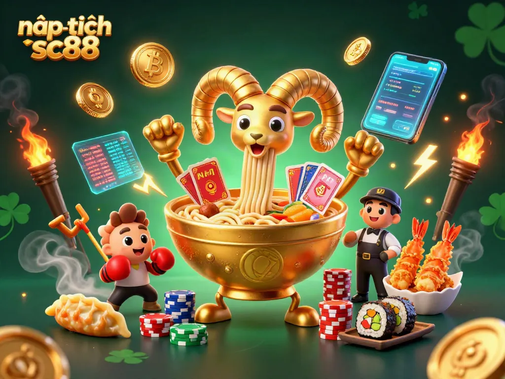 Nạp tiền sc88 with dynamic casino scene featuring vibrant characters and crypto elements