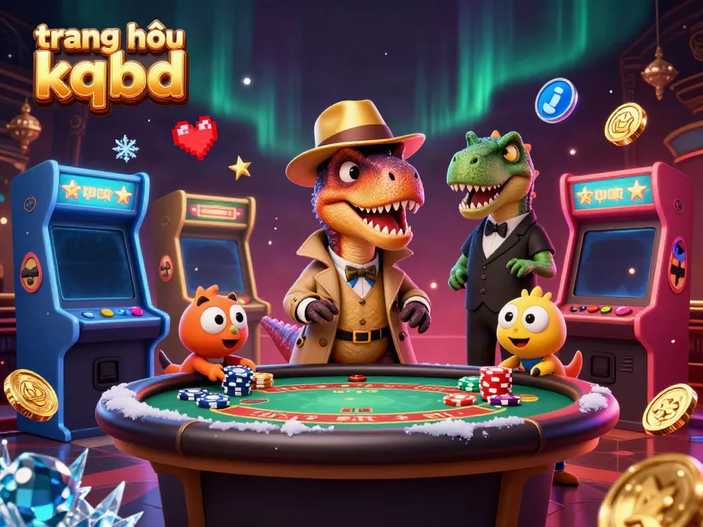 Experience the excitement of trang chủ kqbd as our velociraptor card counter engages at a blackjack table amidst vibrant casino elements.