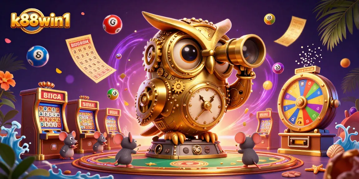 Play big with k88win1 in an exciting casino scene featuring vibrant elements and characters