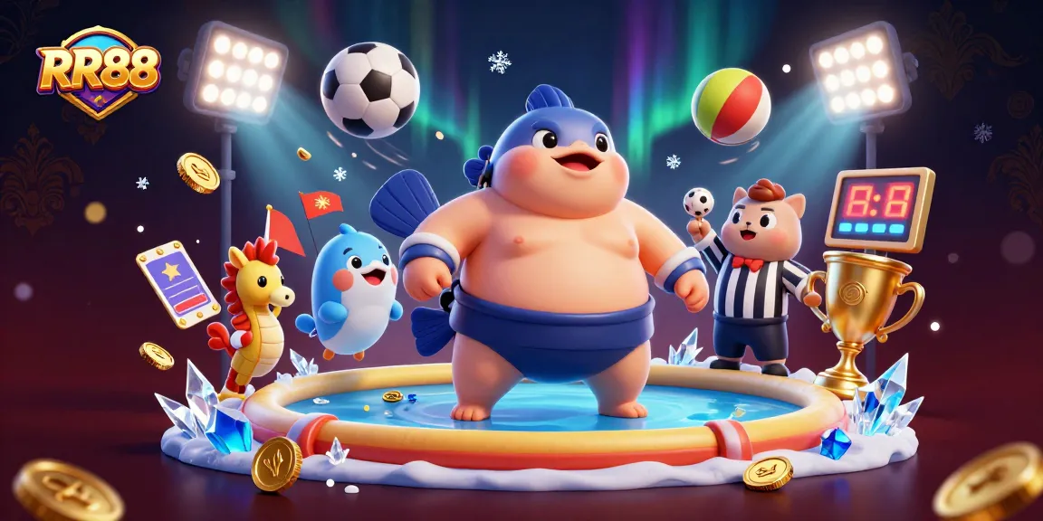 Experience thrilling gameplay at RR88 with a dynamic casino scene featuring lively underwater characters and game elements.