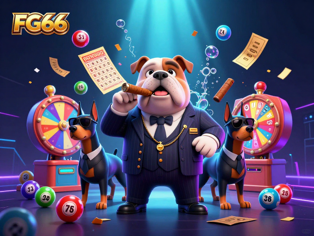 Experience excitement at FG66 with vibrant lottery elements and animated 3D characters.