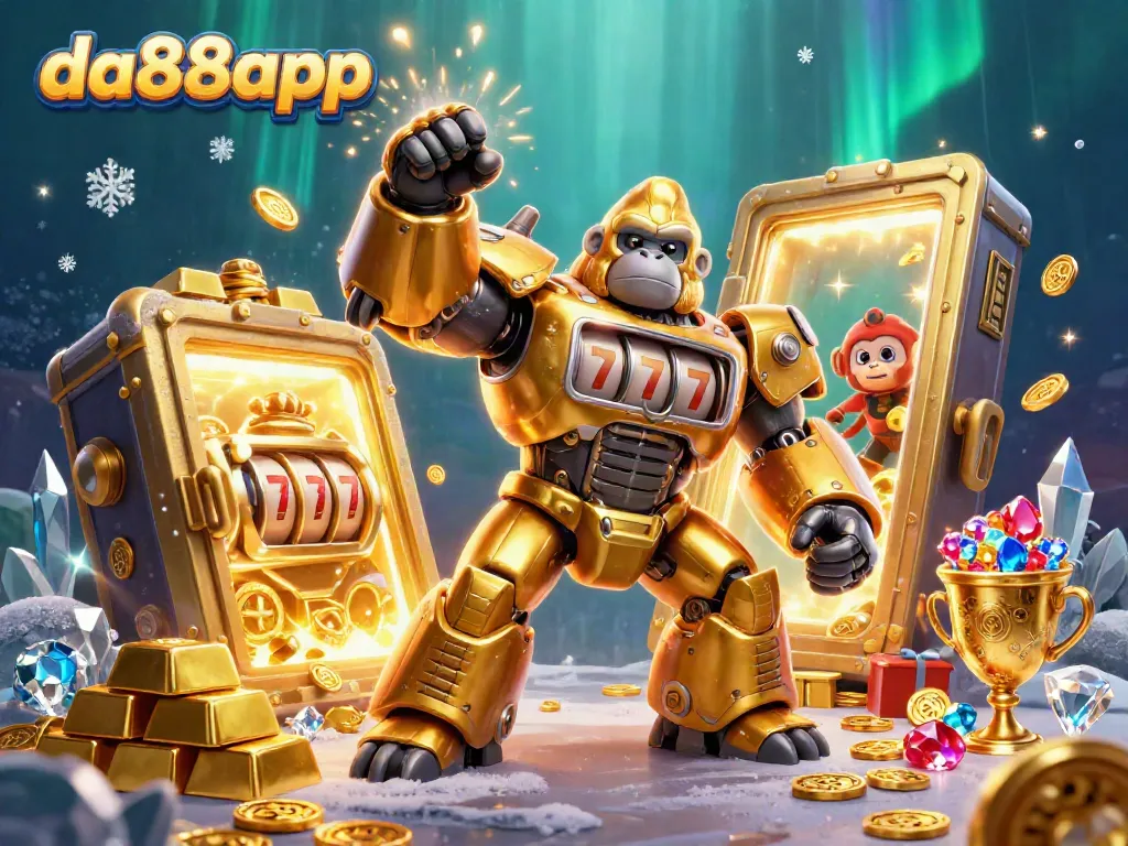 Engage in winning strategies at da88app with thrilling slot mech action and treasure elements.