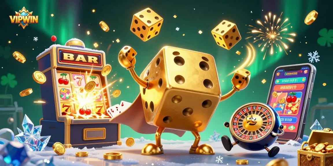 Unleash fortune with VIPWIN's dynamic gaming adventure featuring golden dice and jackpot slots.