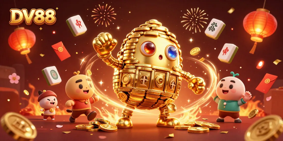 Experience thrilling gameplay with DV88 in this vibrant and dynamic casino illustration.