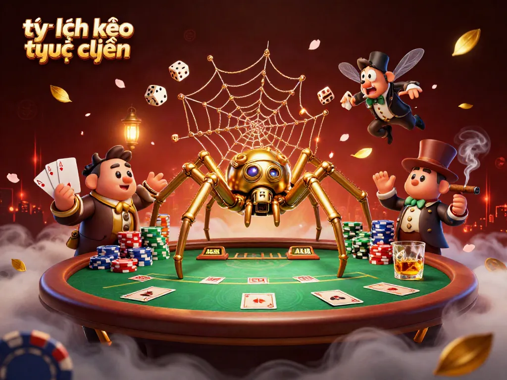 Bet on tỷ lệ kèo trực tuyến with a lively 3D scene capturing the thrill of casino gameplay.