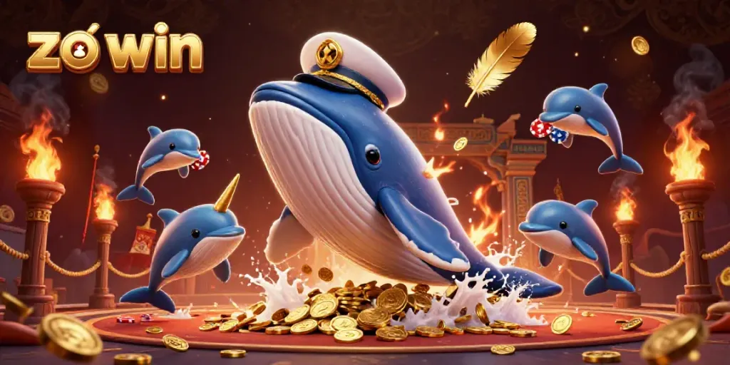 Experience the thrill of zo win with vibrant card games amidst playful aquatic characters.