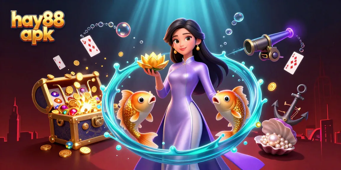 Experience the thrill of winning with hay88 apk in this vibrant online casino illustration featuring a glamorous Asian woman.