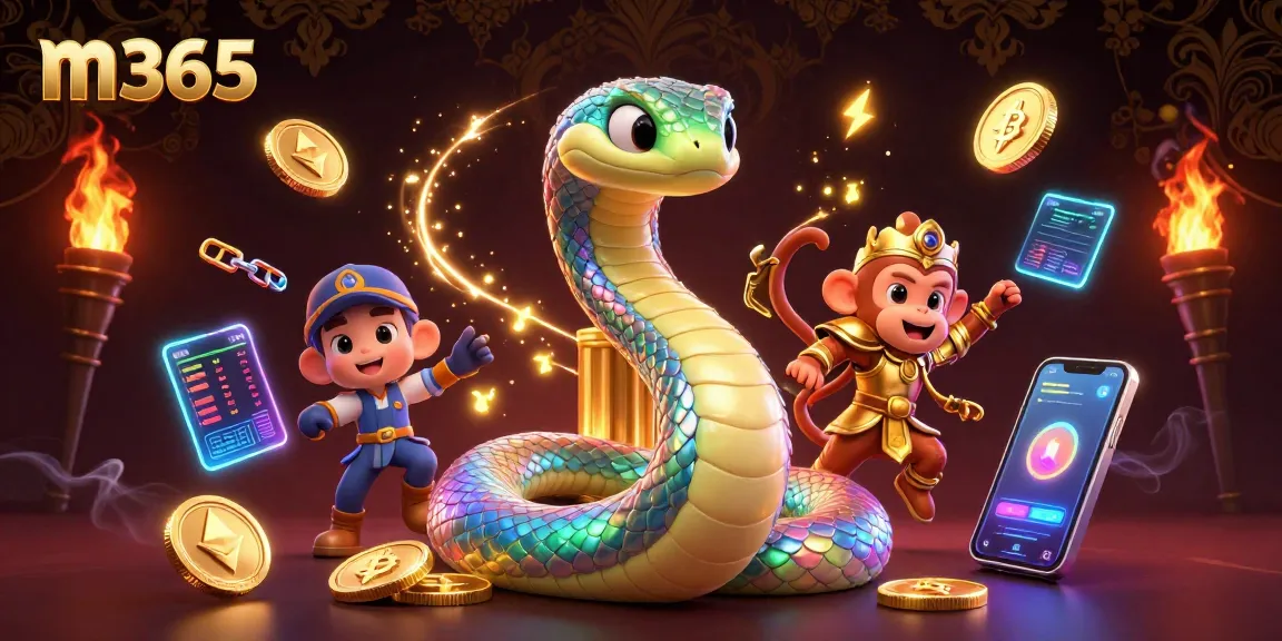Bet on big wins with m365 in a vibrant casino scene featuring crypto coins and lively characters.