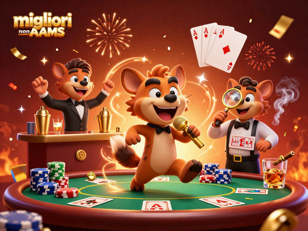 Gioca nei migliori casino non AAMS con una scena vivace di animali stilizzati in un club di casinò.