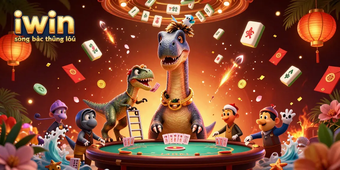 Engage in the exciting world of iwin sòng bạc thượng lưu with this vibrant 3D illustration depicting a whimsical casino scene.